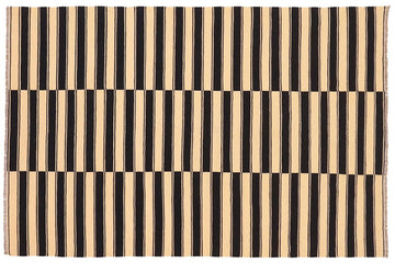 Flat Weave Kilim, Antique, Navaho, Vintage, Handmade, Modern Kilim Beige Black Hand-Woven Rectangle 100% Wool Area Rug 6 x 8